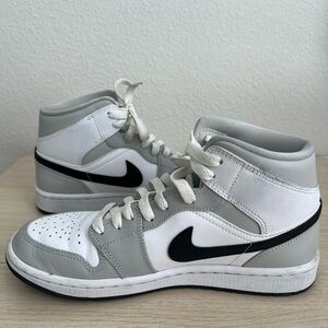 Nike Women's Air Jordan 1 Mid Sneakers - White, Gray, Black